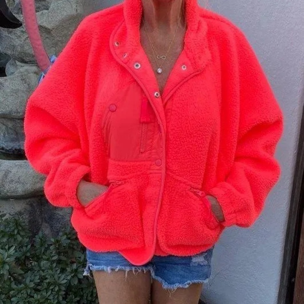 Button down fleece - Zenana neon orange - Picture 8 of 8